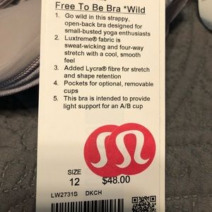 NWT FREE TO BE WILD BRA size 12